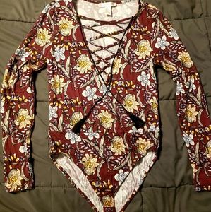 Forever 21 sexy bodysuit floral top